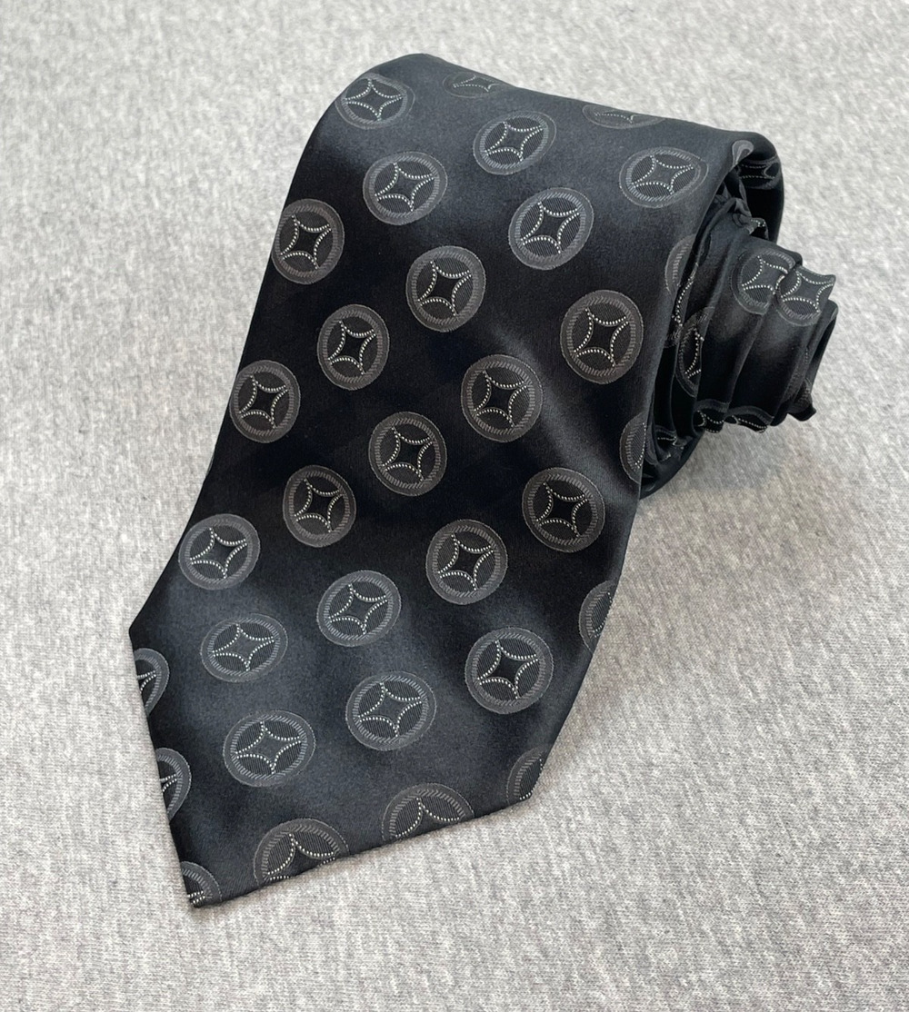 Paul Fredrick Tie Mens Geometric 100% Italian Silk 3.5" Wide 61" Long Made USA